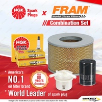 NGK Standard Spark Plugs + Fram Filter Kit for Toyota Landcruiser FJ40 FJ45 FJ55
