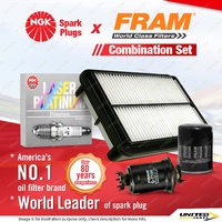 NGK Platinum Spark Plugs + Fram Filter Service Kit for Toyota Spacia YR22 2.2L
