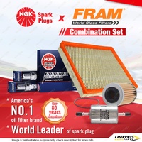 NGK Iridium IX Spark Plugs + Fram Filter Service Kit for Holden Statesman WL 3.6
