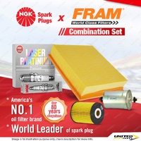 NGK Platinum Spark Plugs + Fram Filter Service Kit for Volkswagen Passat 3B 2.3L