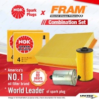 NGK Standard Spark Plugs + Fram Filter Service Kit for BMW 530i E34 3.0L