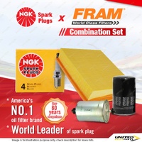 NGK Standard Spark Plugs + Fram Filter Service Kit for Audi A4 B5 1.8L 1995-2001