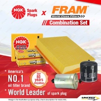 NGK Standard Spark Plugs + Fram Filter Service Kit for Volkswagen Passat 3B