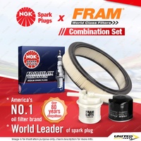 NGK Iridium IX Spark Plugs + Fram Filter Service Kit for Ford Laser KC Meteor GC