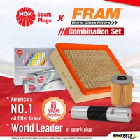 NGK Laser Iridium Spark Plugs + Fram Filter Service Kit for BMW M3 E36 3.0L