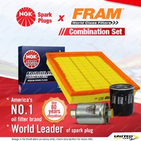 NGK Iridium IX Spark Plugs Fram Filter Service Kit for Daewoo Cielo GL Espero CD