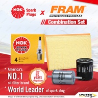 NGK Standard Spark Plugs + Fram Filter Service Kit for Holden Astra TR 1.6 2.0