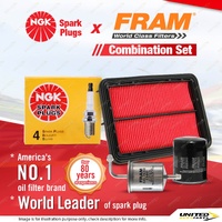 NGK Standard Spark Plugs + Fram Filter Service Kit for Ford Telstar AX AY 2.0L