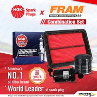 NGK Iridium IX Spark Plugs + Fram Filter Service Kit for Mazda 626 GF 2.0L