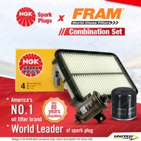 NGK Standard Spark Plugs + Fram Filter Service Kit for Toyota Corolla AE101 1.6L