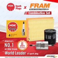 NGK Standard Spark Plugs + Fram Filter Service Kit for Holden Barina Combo SB