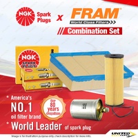 NGK Standard Spark Plugs + Fram Filter Kit for Mercedes Benz C280 W202 2.8L