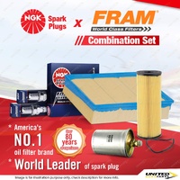 NGK Iridium IX Spark Plugs + Fram Filter Kit for Mercedes Benz C280 W202 2.8L