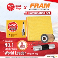 NGK Standard Spark Plugs + Fram Filter Kit for BMW 316i 318is 318Ti Z3 E36 E37
