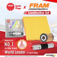 NGK Platinum Spark Plugs + Fram Filter Service Kit for BMW 316i E36 318i E46