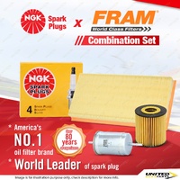 NGK Standard Spark Plugs + Fram Filter Service Kit for Volvo V40 1.8L 2000-2001
