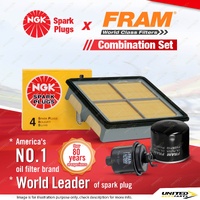 NGK Standard Spark Plugs + Fram Filter Service Kit for Honda Crv RD 2.0L