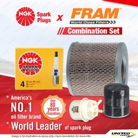 NGK Standard Spark Plugs + Fram Filter Service Kit for Toyota Hilux RN85 2.4L