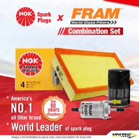 NGK Standard Spark Plugs + Fram Filter Service Kit for Volkswagen Golf Mk IV 1.6