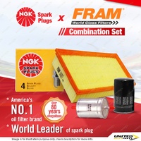 NGK Standard Spark Plugs + Fram Filter Kit for Volkswagen Beetle 9C Bora 1J Golf