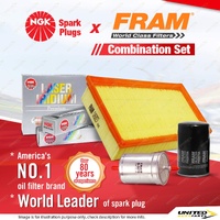 NGK Laser Iridium Spark Plugs + Fram Filter Service Kit for Audi TT 8N 3.2L