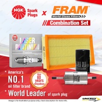 NGK Laser Platinum Spark Plugs + Fram Filter Service Kit for Ford Focus LR 1.8L