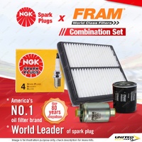 NGK Standard Spark Plugs + Fram Filter Service Kit for Daewoo Lanos 1.6L
