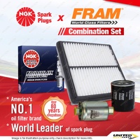 NGK Iridium IX Spark Plugs + Fram Filter Service Kit for Daewoo Lanos 1.6L