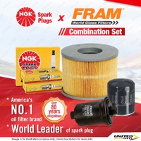 NGK Standard Spark Plugs Fram Filter Kit for Toyota Landcruiser Prado VZJ95R 3.4
