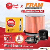 NGK Standard Spark Plugs + Fram Filter Service Kit for Hyundai S Coupe 1N 1.5L