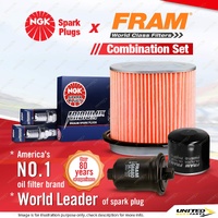 NGK Iridium IX Spark Plugs + Fram Filter Service Kit for Hyundai Sonata EF 3.0L