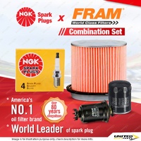 NGK Standard Spark Plugs + Fram Filter Service Kit for Mitsubishi Lancer CB 1.5L