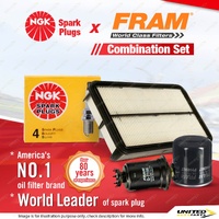 NGK Standard Spark Plugs + Fram Filter Service Kit for Toyota MR2 SW20 2.0L