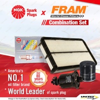 NGK Iridium Spark Plugs + Fram Filter Service Kit for Toyota RAV 4 SXA10 SXA11
