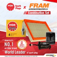 NGK Standard Spark Plugs + Fram Filter Service Kit for Mazda 626 GE 2.2L