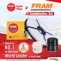 NGK Standard Spark Plugs + Fram Filter Service Kit for Toyota Corolla AE95R 1.6L