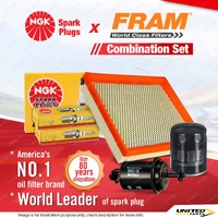 NGK Standard Spark Plugs + Fram Filter Service Kit for Mazda Mpv LV 3.0L