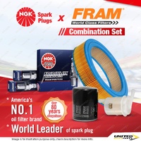 NGK Iridium IX Spark Plugs + Fram Filter Service Kit for Nissan 280C P330 2.8L