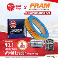 NGK Iridium IX Spark Plugs + Fram Filter Service Kit for Nissan Navara D21 86-95