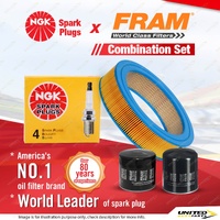 NGK Standard Spark Plugs + Fram Filter Service Kit for Jeep CJ7 2.4L 1981-1982