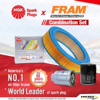 NGK Iridium Spark Plugs + Fram Filter Service Kit for Nissan Navara D21 2.5L