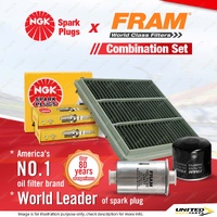 NGK Standard Spark Plugs Fram Filter Kit for Mitsubishi Magna TR TS Verada KR KS