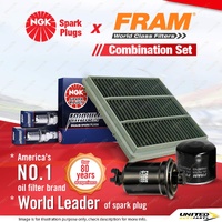 NGK Iridium IX Spark Plugs + Fram Filter Service Kit for Mitsubishi Pajero NJ NK