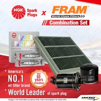 NGK Platinum Spark Plugs + Fram Filter Kit for Mitsubishi Starwagon WA 3.0L