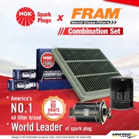 NGK Iridium IX Spark Plugs Fram Filter Service Kit for Mitsubishi Pajero NH 3.0L