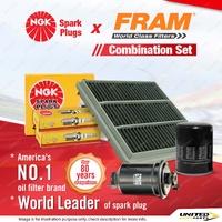 NGK Standard Spark Plugs + Fram Filter Service Kit for Mitsubishi Pajero NH 3.0L