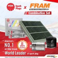 NGK Platinum Spark Plugs + Fram Filter Service Kit for Mitsubishi Triton MK 3.0L