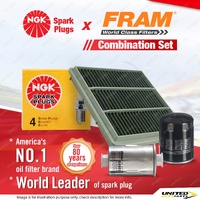 NGK Standard Spark Plugs + Fram Filter Kit for Mitsubishi Triton MK 2.4L LPG