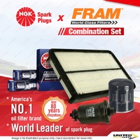 NGK Iridium IX Spark Plugs + Fram Filter Service Kit for Toyota Vienta VCV10 3.0