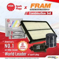 NGK Platinum Spark Plugs + Fram Filter Service Kit for Lexus Es300 VCV10R 3.0L